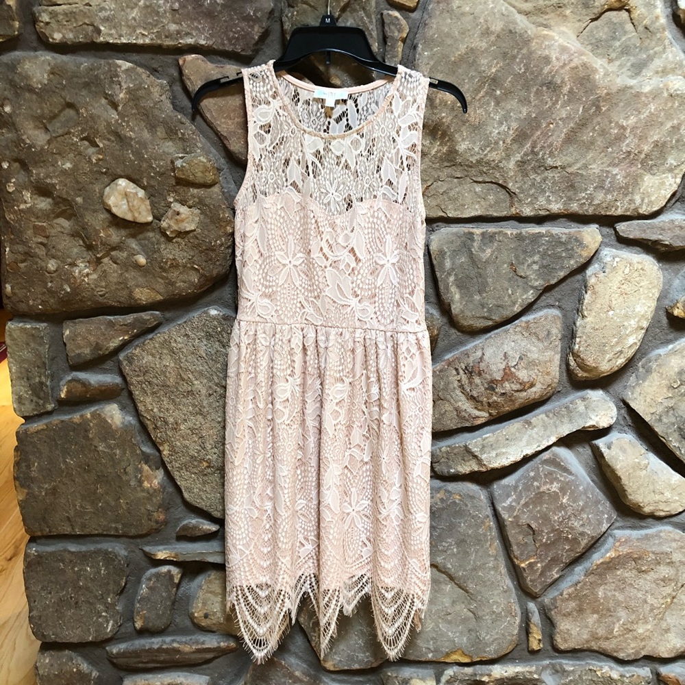 Blush pink dress w/ crochet detail